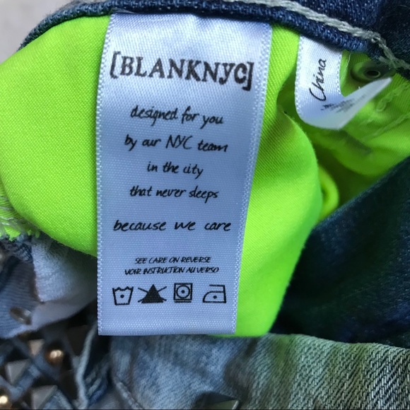 BlankNYC Distressed High Rise Studded Jean Shorts - Picture 8 of 8